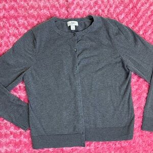 LOFT Charcoal Button-Up Cardigan